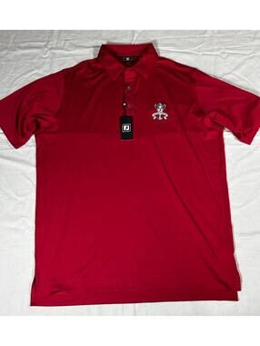 Foot Joy Red Golf Polo Men's Size XL Silver Tassie Support The Troops Patch NWT